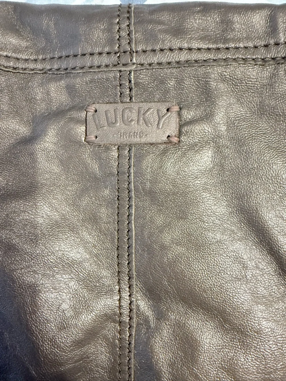 Lucky Brand Metallic Taupe Leather Shoulder Bag